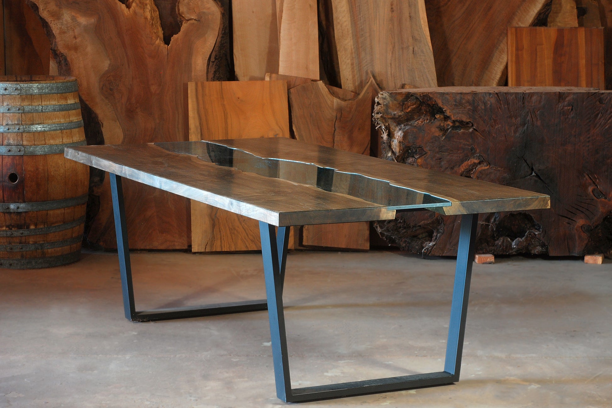 Glass river table - Ebonized Maple3