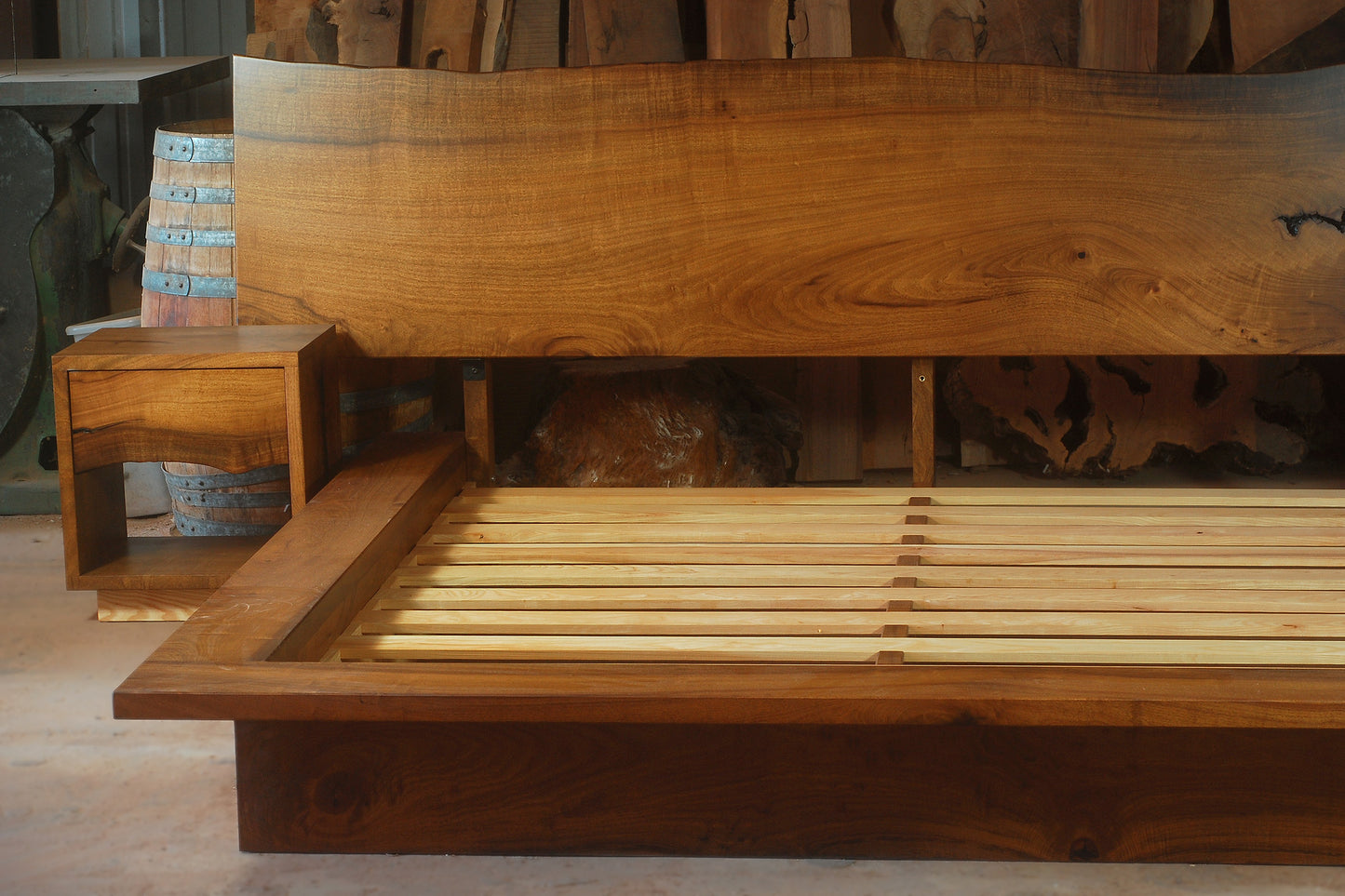 Bay Slab Headboard with solid wood base
