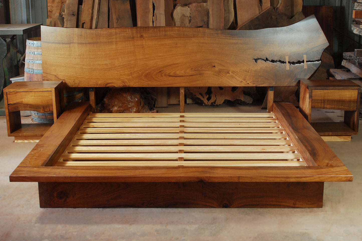 Bay Slab Headboard with solid wood base