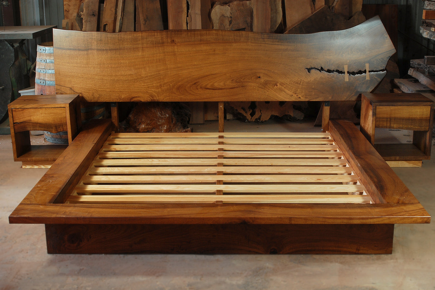 Bay Slab Headboard with solid wood base