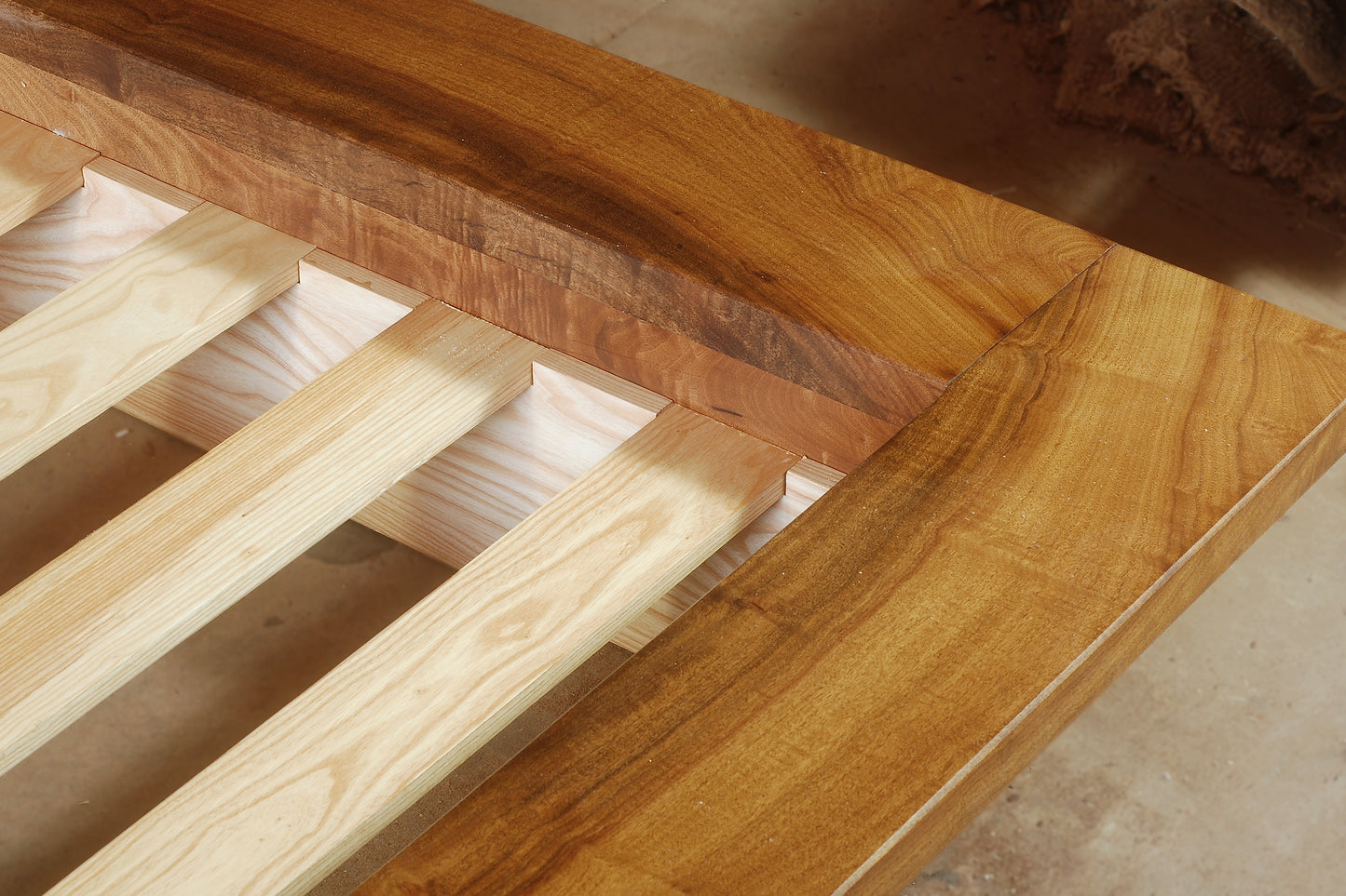 Bay Slab Headboard with solid wood base