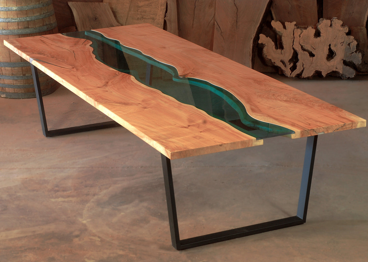 Maple glass river table