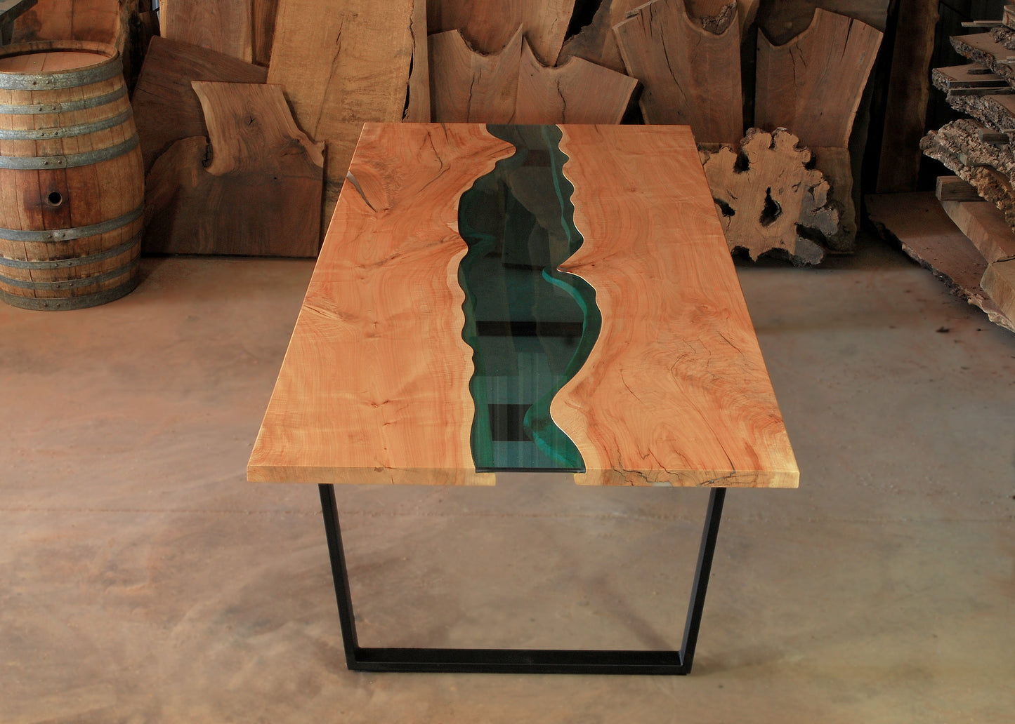 Maple glass river table