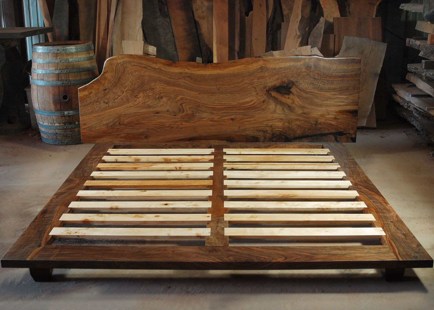 Live edge bed headboard