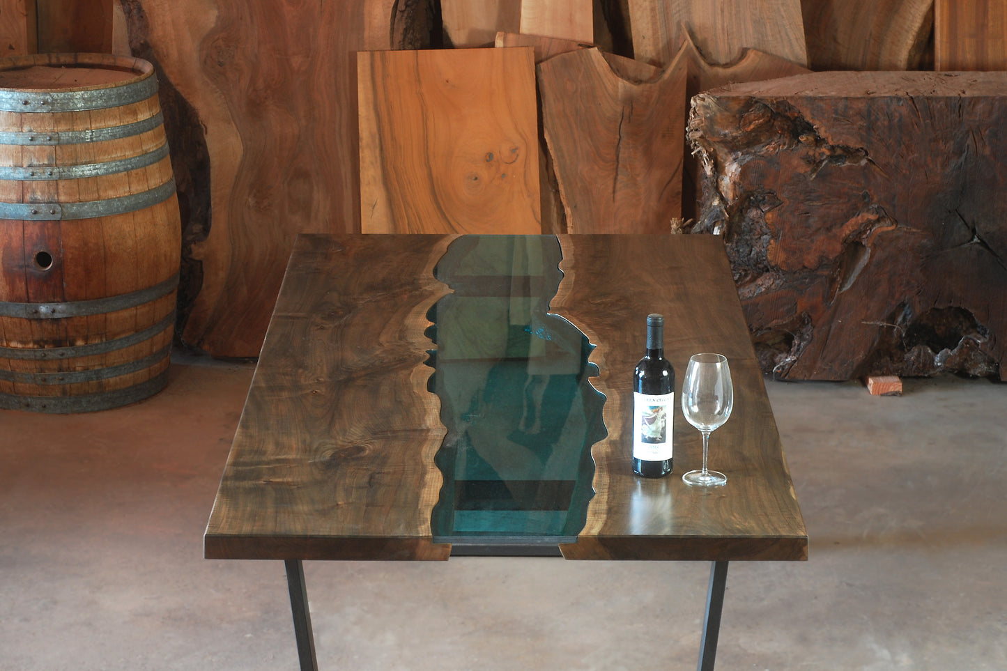 Ebonized Maple - Glass river table