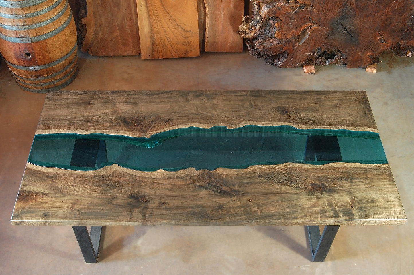 Ebonized Maple - Glass river table