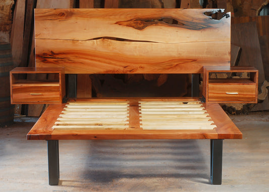 Madrone Bed with floating Nightstands